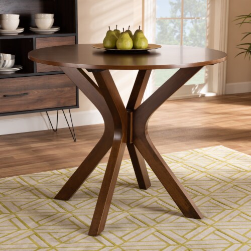 Baxton Studio Kenji Walnut Brown Finished 34 Inch Wide Round Wood