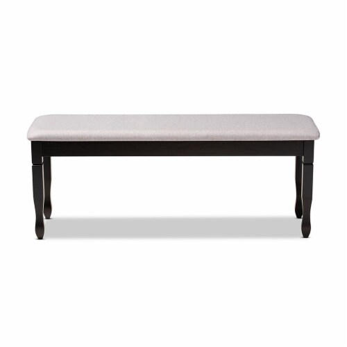 Corey Modern and Contemporary Grey Fabric Upholstered and Dark Brown Finished Wood Bench Perspective: back