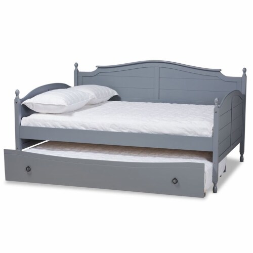 Baxton Studio Mara Grey Finished Wood Full Size Daybed with Roll