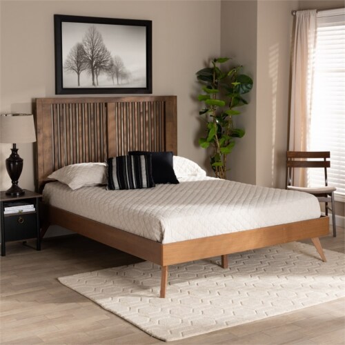Baxton Studio Toru Mid-Century Modern Ash Walnut Finished Wood King Size Platform Bed Baxton Studio Toru Mid-Century Modern Ash Walnut Finished Wood King Size Platform Bed