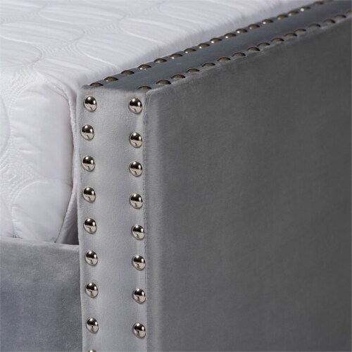 Baxton studio raphael grey velvet upholstered full size daybed with