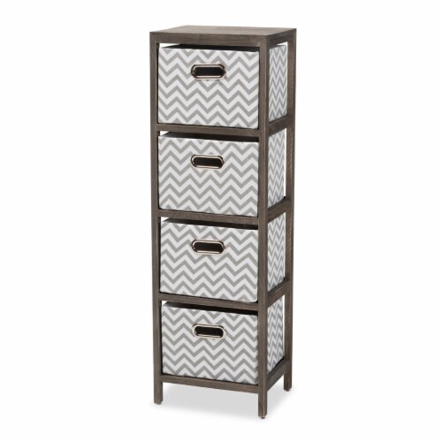 Baxton Studio Jorah Modern and Contemporary Grey and White Fabric Greywashed 4-Basket Perspective: back