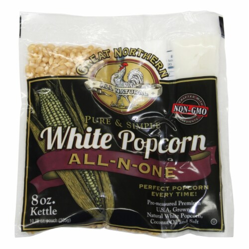Great Northern Popcorn White Popcorn 8 oz 24 Pack All in One Pack Oil ...