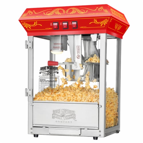 Red Popcorn Maker Vintage Movie Theater Popcorn Popper Machine with 8 Oz  Kettle