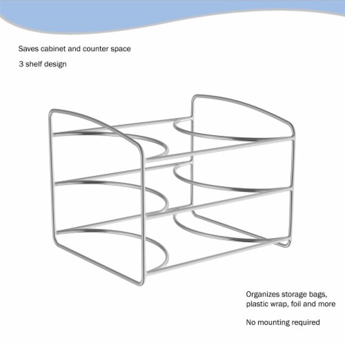 Kitchen Wrap Storage Rack-3 Tier Pantry Organizer for Foil, Plastic Bags, Cabinet Perspective: back