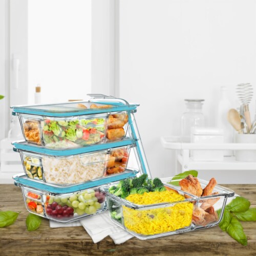 Glass Food Storage Containers with Three Compartment