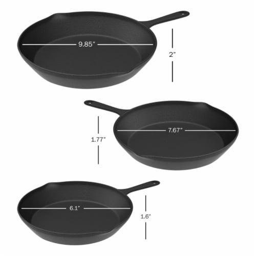 Saute Fry Pan - Pre-seasoned Cast Iron Skillet Set - Nonstick