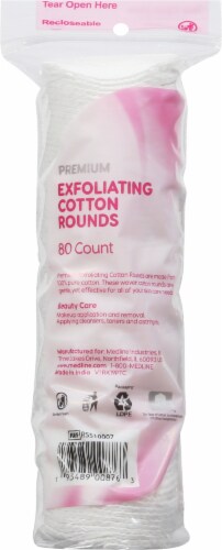Simply Soft® Hypoallergenic Exfoliating Dual Textured Cotton Rounds Pads, White, 80 ct Bag Perspective: back