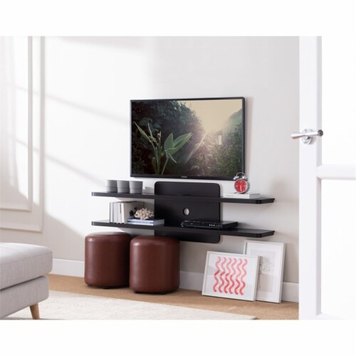 Furniture of America Brie Wood 2-Tier Floating TV Stand in Cappuccino Perspective: back