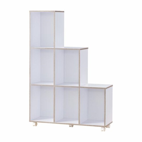 Furniture of America Chapin Wood 6-Compartment Bookcase in White Perspective: back