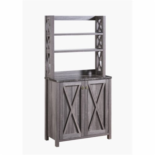 Furniture of America Schuetz Rustic Wood Multi-Storage Kitchen Cabinet in Gray Perspective: back