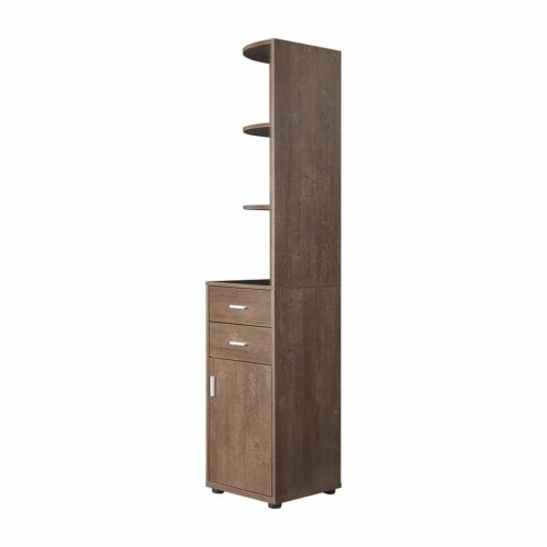 Furniture of America Ingol Contemporary Wood Corner Bookcase in Walnut Oak Perspective: back