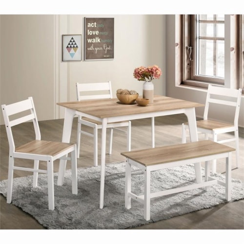 Furniture of America Darica Wood 5 Piece Dining Table Set with