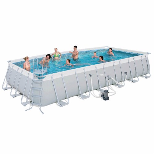 Bestway 24ft x 12ft x 52in Above Ground Pool & Cartridges Type IV/B (6 Pack) Perspective: back