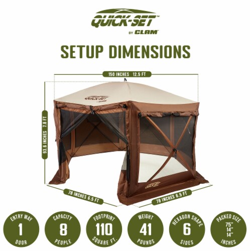 CLAM Quickset Pavilion 12.5' Portable Outdoor Gazebo Canopy Tent with Floor Tarp Perspective: back