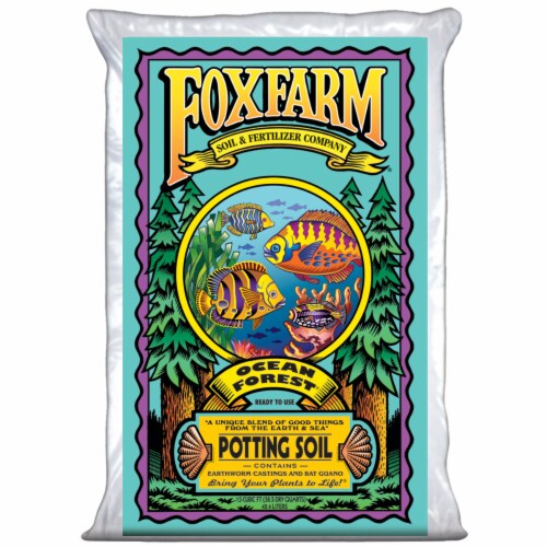 FoxFarm Ocean Forest Garden Soil Mix and Happy Frog Organic Potting Soil Mix Perspective: back
