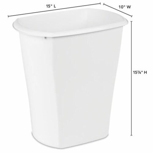 Sterilite 10528006 5.5 Gallon White Ultra Plastic Wastebasket Trash Can (6 Pack) Perspective: back