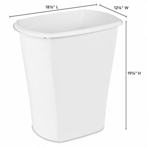 Sterilite 10538006 10 Gallon White Ultra Plastic Wastebasket Trash Can (6 Pack) Perspective: back