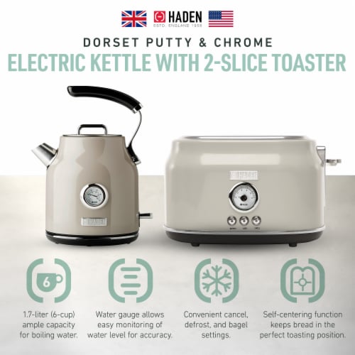 Haden Stainless Steel Retro Toaster & 1.7 Liter Stainless Steel