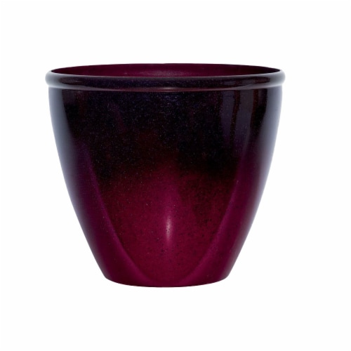 Suncast Seneca 16 Inch Ombre Resin Plant Flower Planter Pot, Red/Plum (4 Pack) Perspective: back
