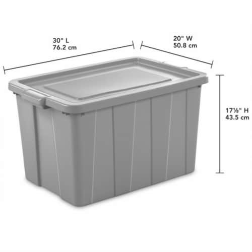 Sterilite 30 Qt Clear Plastic Stackable Storage Bin w/ Grey Latch