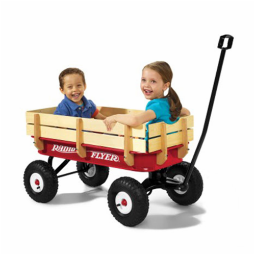 Radio Flyer Full Size All Terrain Classic Steel & Wood Pull Along Wagon