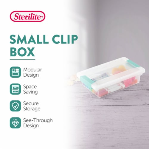 Sterilite Small Clip Box Clear Storage Tote Container with Latching Lid, 30 Pack Perspective: back
