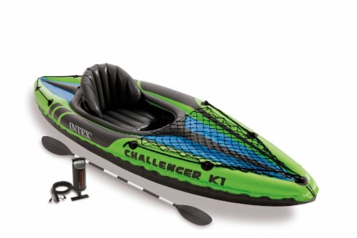 Intex 1-Person Inflatable Kayak w/ 2-Person Inflatable Kayak both w/ oars & pump Perspective: back