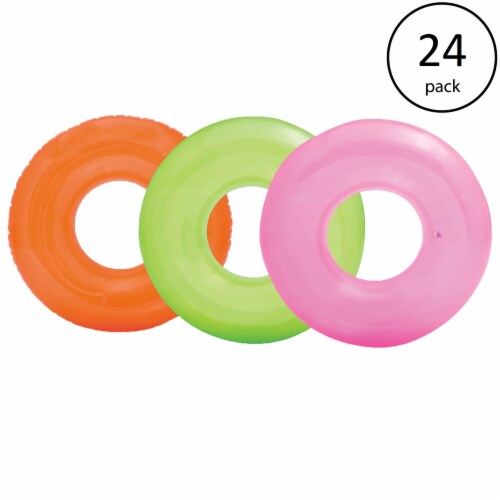 Intex Colorful Transparent Inflatable Swimming Pool Beach Tube Raft (24 Pack) Perspective: back