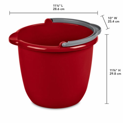 Sterilite Large 10-Qt Easy Pour Spout Pail w/ Comfy Grip Handle, Red (12 Pack) Perspective: back