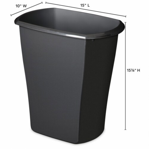 Sterilite 10529006 5.5 Gal Ultra Plastic Wastebasket Trash Can, Black (6 Pack) Perspective: back