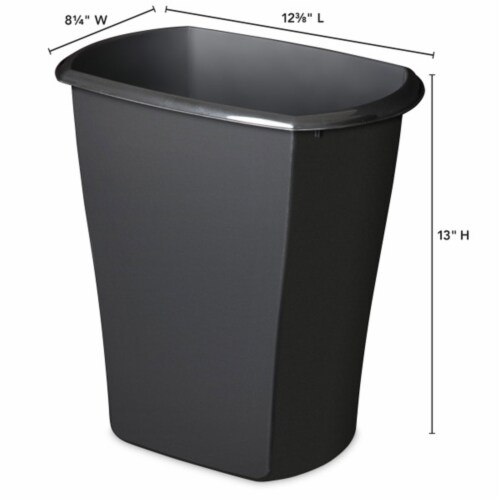 Sterilite 10519006 3 Gallon Ultra Plastic Wastebasket Trash Can, Black (6 Pack) Perspective: back