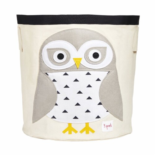 3 Sprouts Canvas Storage Bin & Toy Basket for Baby & Toddlers, Owl & Zebra Perspective: back
