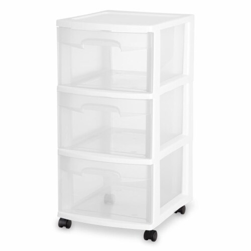 Sterilite 3 Drawer Rolling Caster Wheel Home Organizer Storage Cart (2 Pack) Perspective: back