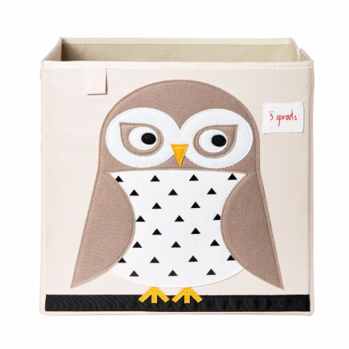 3 Sprouts Foldable Fabric Storage Cube Box Soft Toy Bin, Owl & Bear (2 Pack) Perspective: back