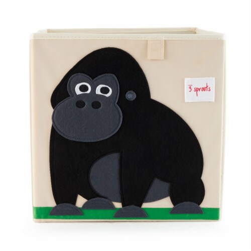 3 Sprouts Kids Felt Storage Cube Toy Bin w/ Dragon, Gorilla & Rhino Cube Toy Bins Perspective: back