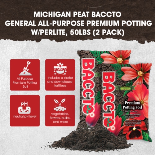 Michigan Peat General All Purpose Premium Potting Soil w/Perlite, 50lbs (2 Pack) Perspective: back