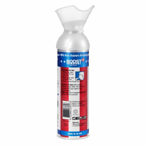 12 Pack 10L Boost Oxygen Stars and Stripes Pure Canned Oxygen Canister, Natural Perspective: back