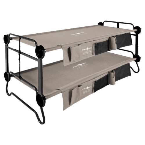 Disc-O-Bed XL Cam-O-Bunk Benchable Double Cot with Organizers, Tan (2 pack) Perspective: back