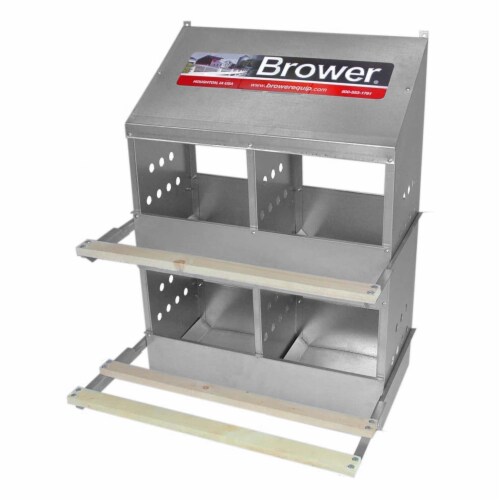 Brower 404B Galvanized Steel 4 Hole 20 Bird Nest Chicken Brooding Box (2 Pack) Perspective: back