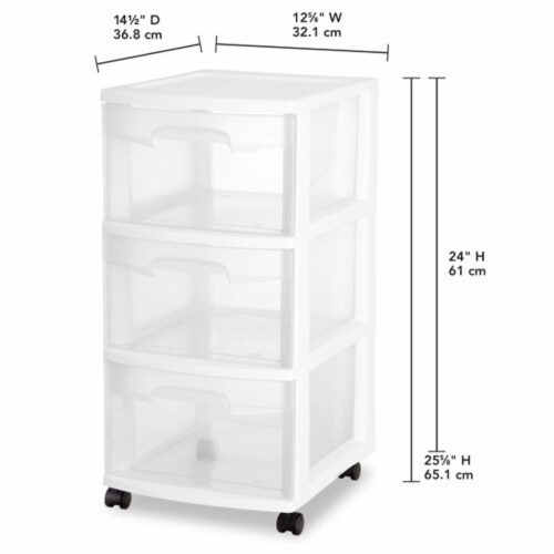 Sterilite 28308002 Home 3 Drawer Wheeled Plastic Storage Container (Set of 4) Perspective: back