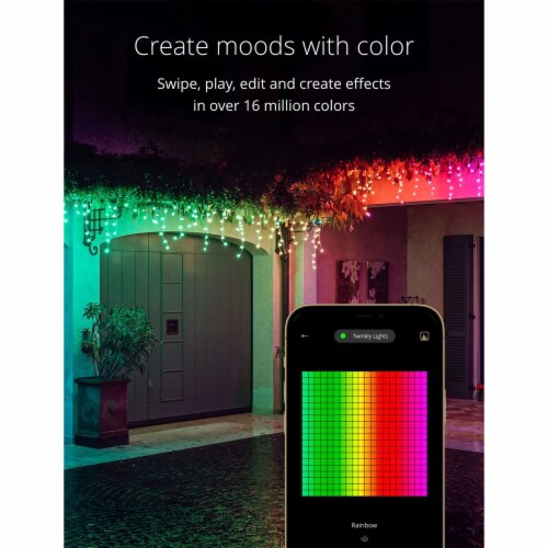 Twinkly Icicle App-Controlled Smart LED Christmas Lights 190 Multicolor (4 Pack) Perspective: back
