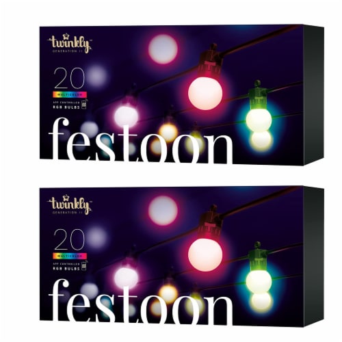 Twinkly Festoon App-Controlled Smart LED Bulb Light String 20 Multicolor(2 Pack) Perspective: back