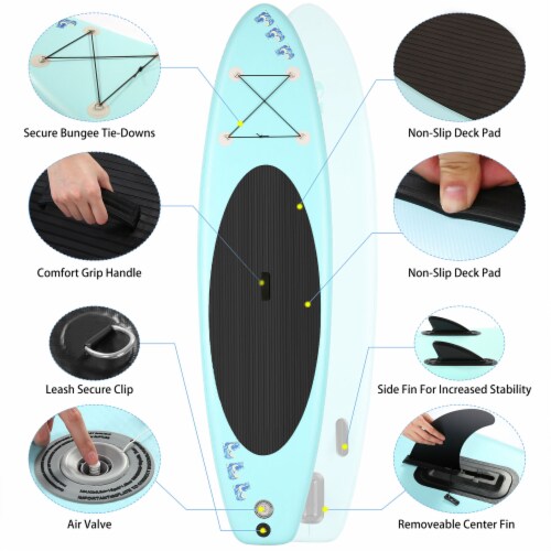Ancheer iSUP Inflatable Stand Up Paddle Board with Bag and Accessories, Blue Perspective: back