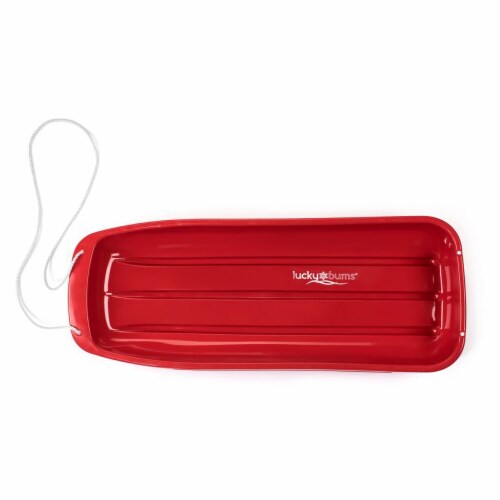 Lucky Bums Kids 48 Inch Plastic Snow Toboggan Sled with Pull Rope, Red (3 Pack) Perspective: back