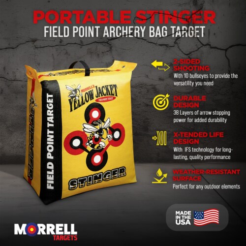 Morrell Yellow Jacket 19lb Archery Bag Target and HME Products 30in Target Stand Perspective: back