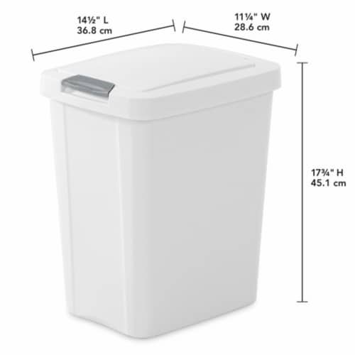 Sterilite 10438004 7.5 Gal TouchTop Wastebasket w/ Titanium Latch, White 12 Ct Perspective: back