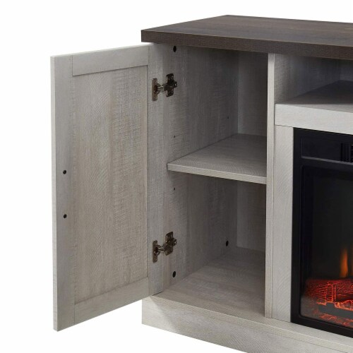 Edyo Living Rustic Farmhouse Electric Fireplace TV Stand w/ Remote Control, Grey Perspective: back