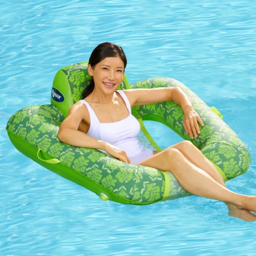Aqua Leisure Zero Gravity Inflatable Swimming Pool Lounge Chair Float, Green, 4 Perspective: back
