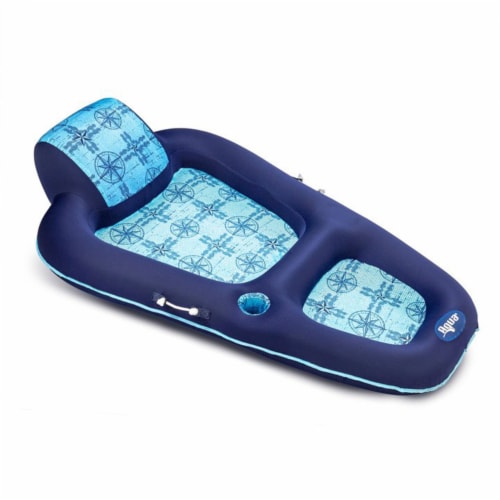 Aqua Leisure Luxury Water Recliner Lounge Pool Float Chair, 2 Pack, Blue & Green Perspective: back